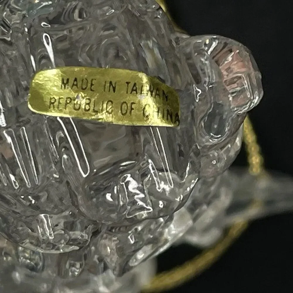 Vintage Crystal Angel Playing Instrument Christmas Ornament Made In Tawain